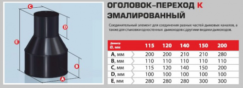 Дымоход эмалированный AGNI. Оголовок-переход К фото 2 Дымоход эмалированный AGNI. Оголовок-переход К фото 2